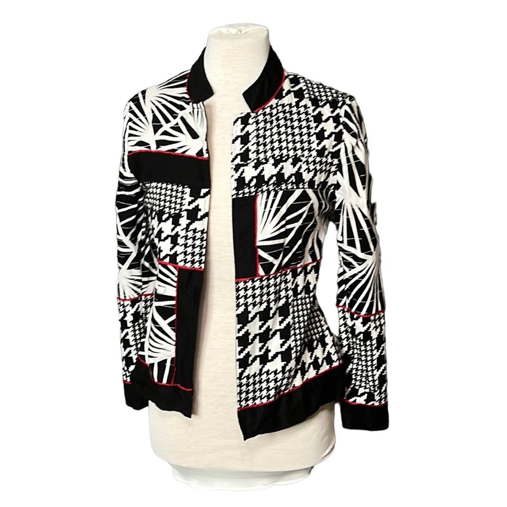 Vintage Mirror Image Black and White Geometric Pattern‎ Jacket Size Small